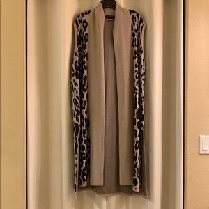 LANE BRYANT- Leopard Jacquard Sweater Duster Vest